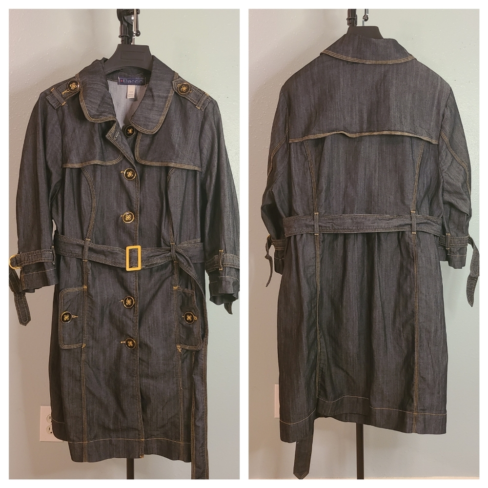 Baccini 80s demin trench coat size 22/24